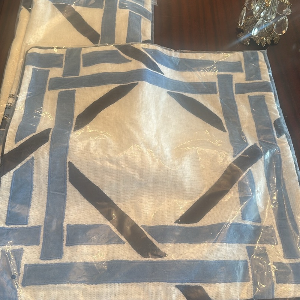 Set of 3 William Sonoma 20x20 pillow covers  blue, navy abs off white